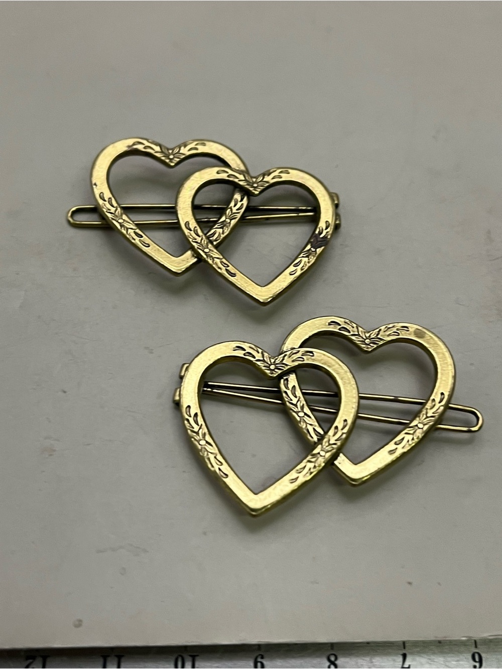 Vintage 80s 90s Gold Hair Accessories Lot 9pc Side Comb Barrettes Bobby Pins - Picture 6 of 7